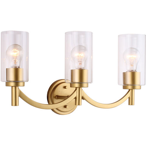 Devora 3 Light 22 inch Antique Gold Bath Vanity Wall Light 