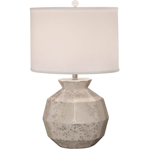 Gem 25 inch 150 watt White Glaze w/Silver Overglaze Table Lamp Portable Light