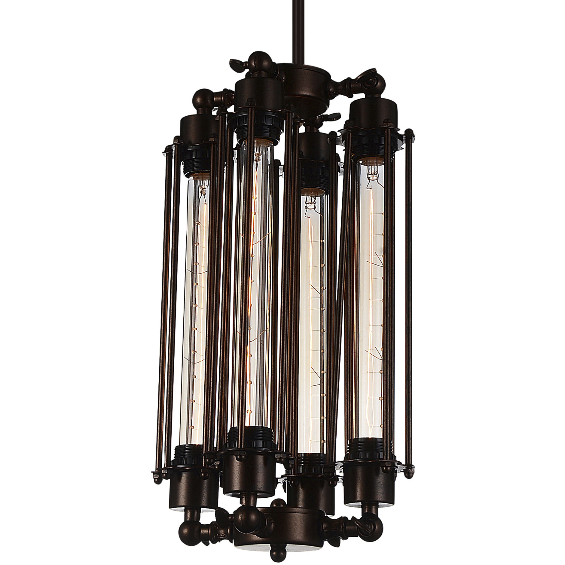 Kiera 4 Light 10 inch Chocolate Down Mini Pendant Ceiling Light