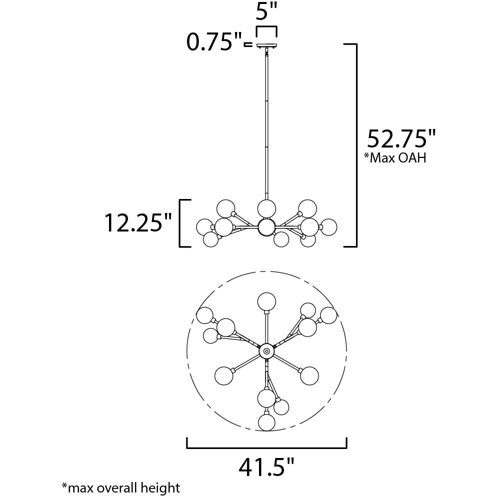 Asteroid LED 41.5 inch Polished Chrome Multi-Light Pendant Ceiling Light