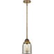 Nouveau 2 Bell 1 Light 5 inch Brushed Brass Mini Pendant Ceiling Light in Incandescent, Silver Plated Mercury