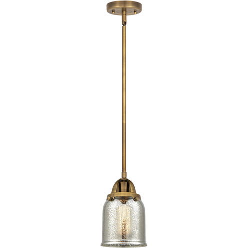 Nouveau 2 Bell 1 Light 5 inch Brushed Brass Mini Pendant Ceiling Light in Incandescent, Silver Plated Mercury