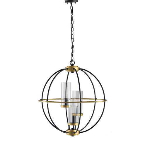 Carlos 3 Light 19.8 inch Black/Gold/Clear Chandelier Ceiling Light