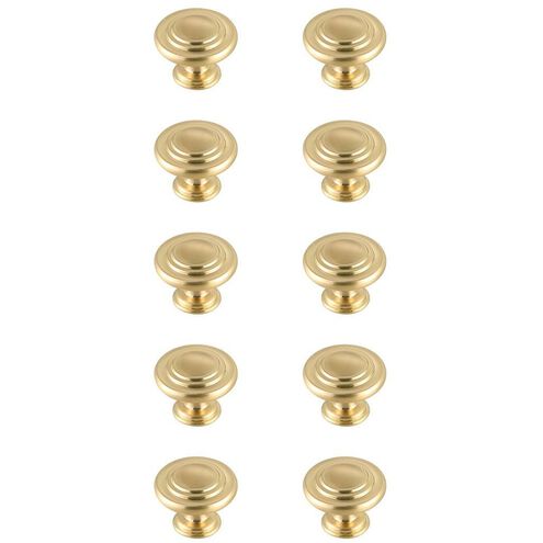 Minu Brushed Gold Hardware Cabinet Knob, Set of 10