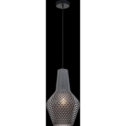 Quilted Gem 1 Light 9.88 inch Matte Black Pendant Ceiling Light in Smoke