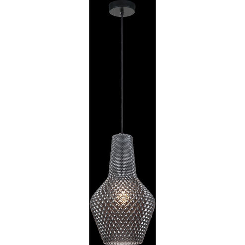 Quilted Gem 1 Light 10 inch Matte Black Pendant Ceiling Light in Smoke