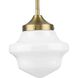 School House 1 Light 8 inch Vintage Brass Mini Pendant Ceiling Light