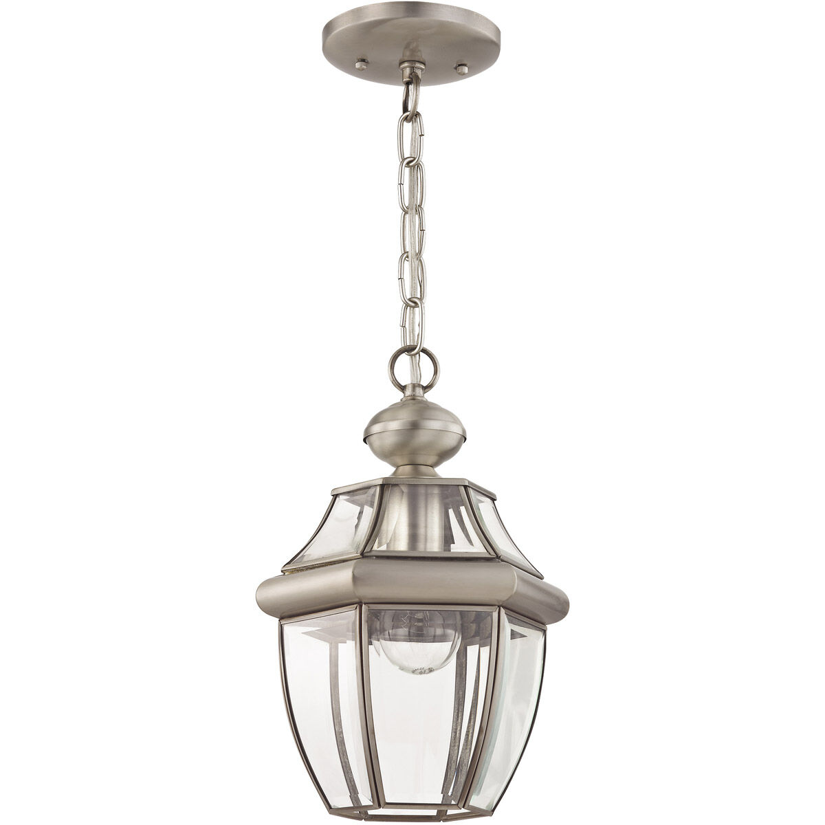 Monterey 1 Light 9 inch Brushed Nickel Outdoor Pendant Lantern