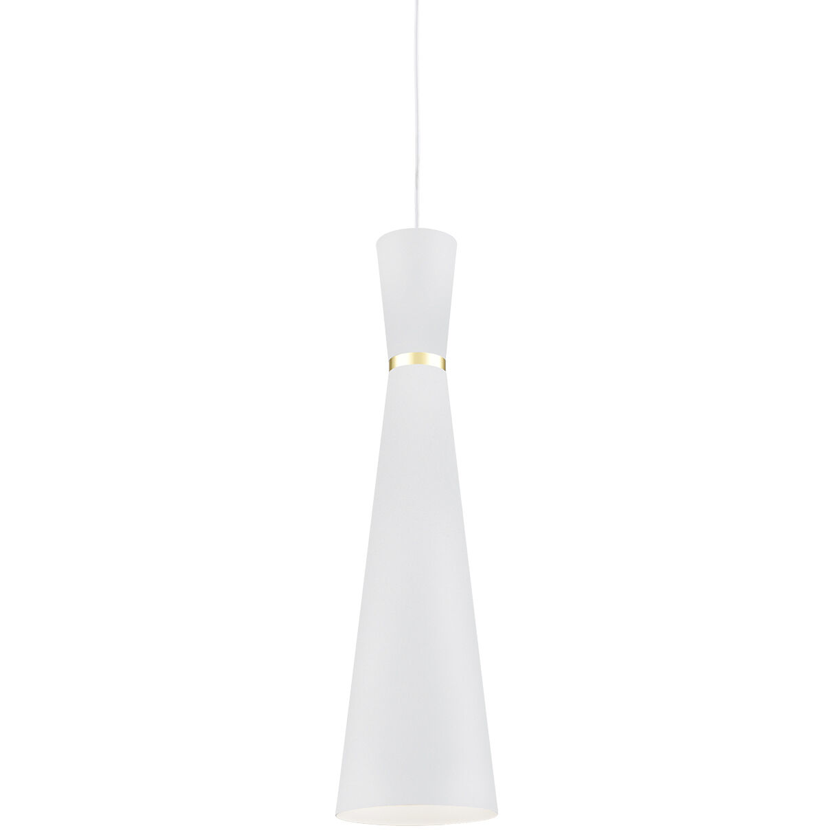 Vanderbilt Pendant Ceiling Light in White with Gold Detail
