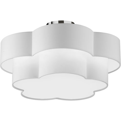 Phlox 3 Light 20 inch Polished Chrome with White Flush Mount Ceiling Light