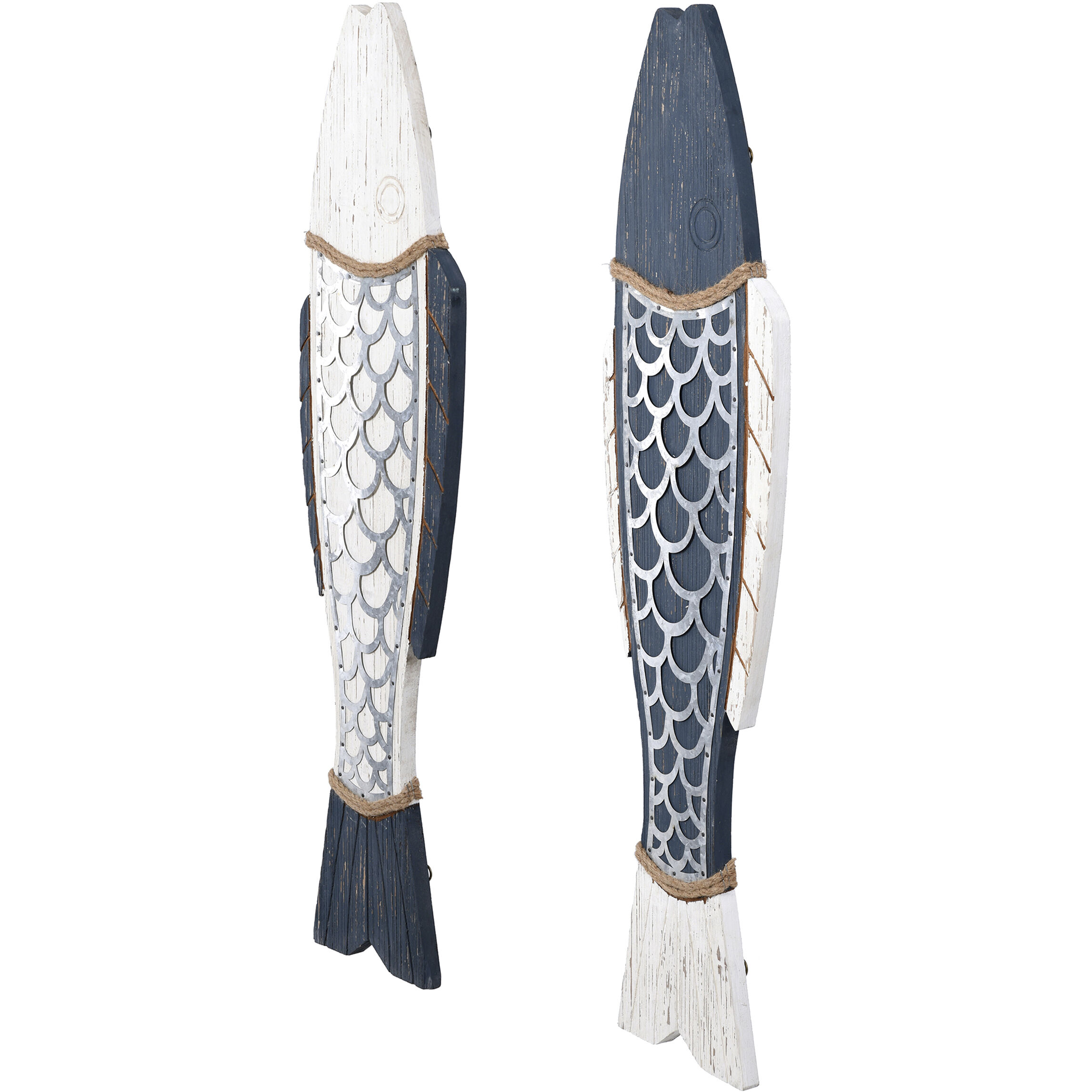 Signature Dark Blue and White Wall Art