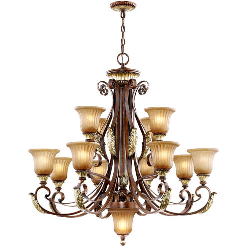 Villa Verona 13 Light 40 inch Verona Bronze with Aged Gold Leaf Accents Chandelier Ceiling Light