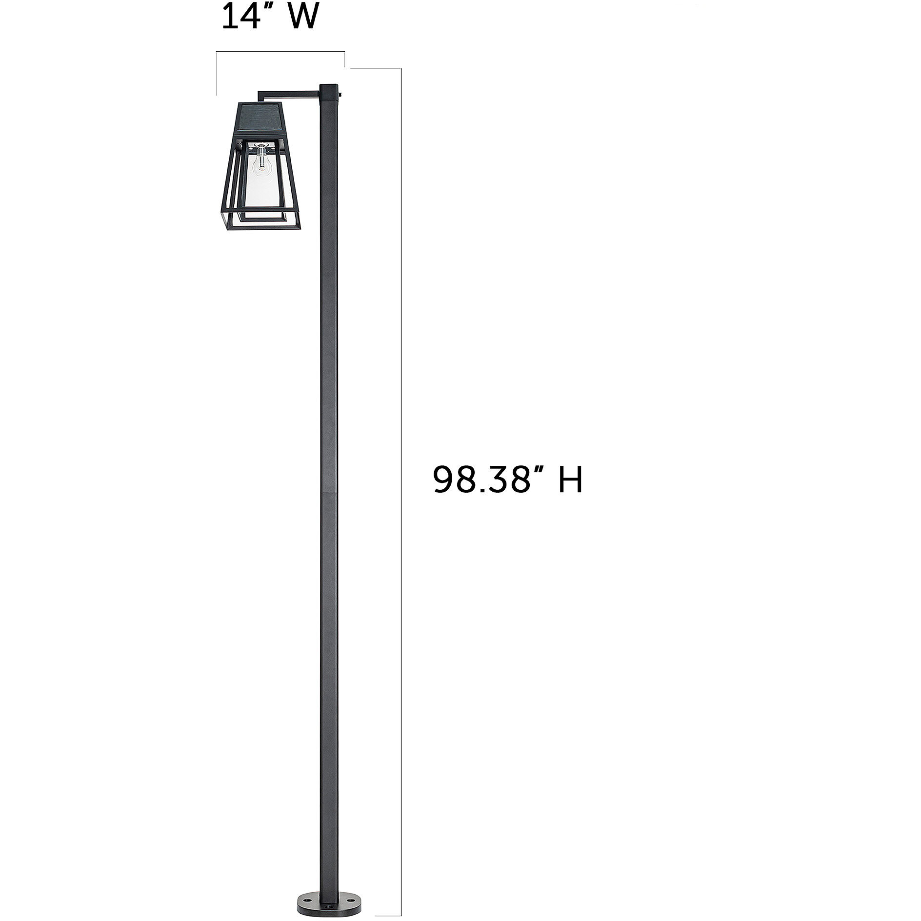 Aria 1 Light 98.38 inch Black Post Light, Solar