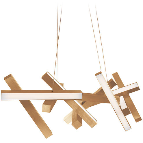 Chaos LED 21.25 inch Aged Brass Chandelier Ceiling Light in 21in., 11