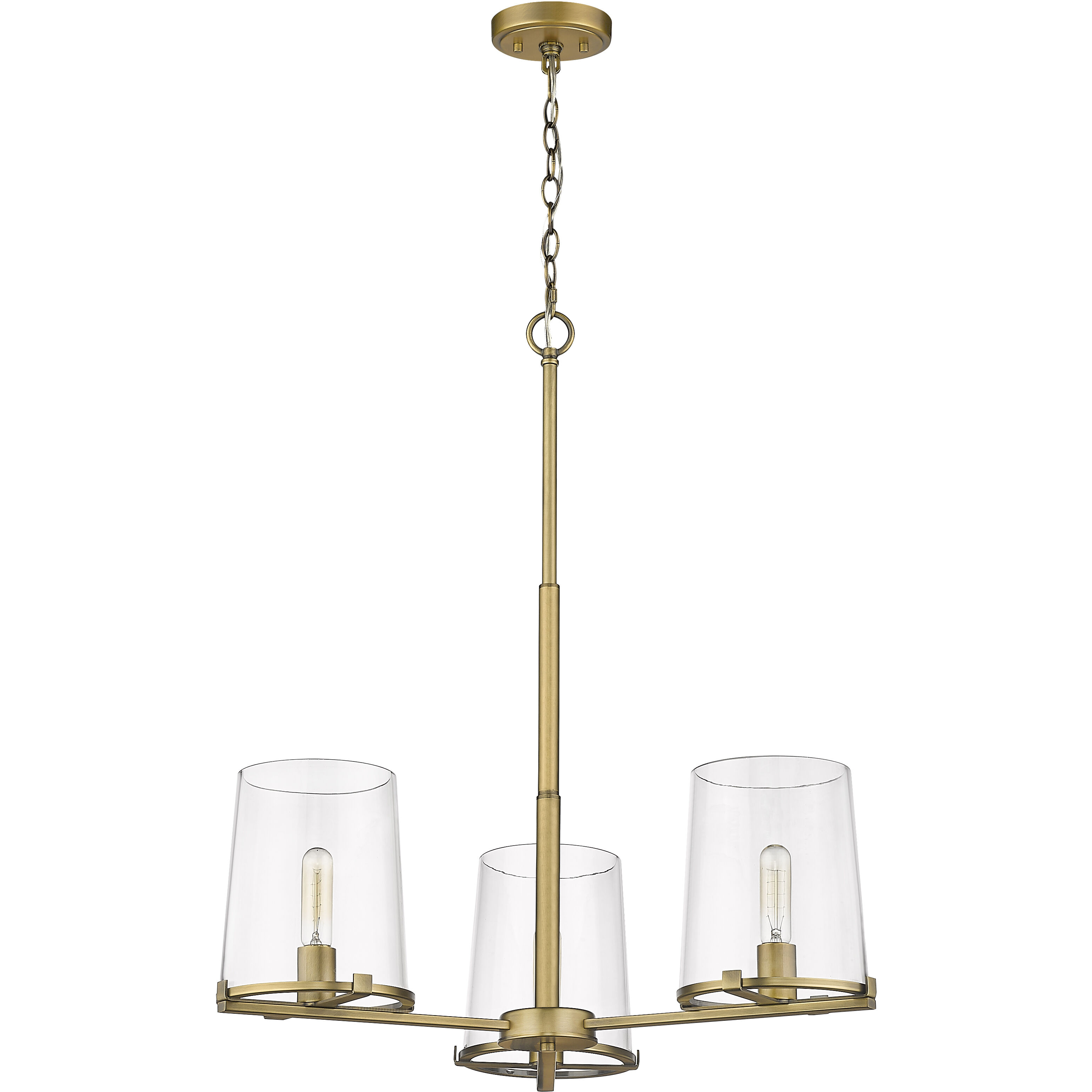 Callista 3 Light 28 inch Rubbed Brass Chandelier Ceiling Light