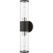 Banca 2 Light 4 inch Black with Brushed Nickel Accent ADA Vanity Sconce Wall Light