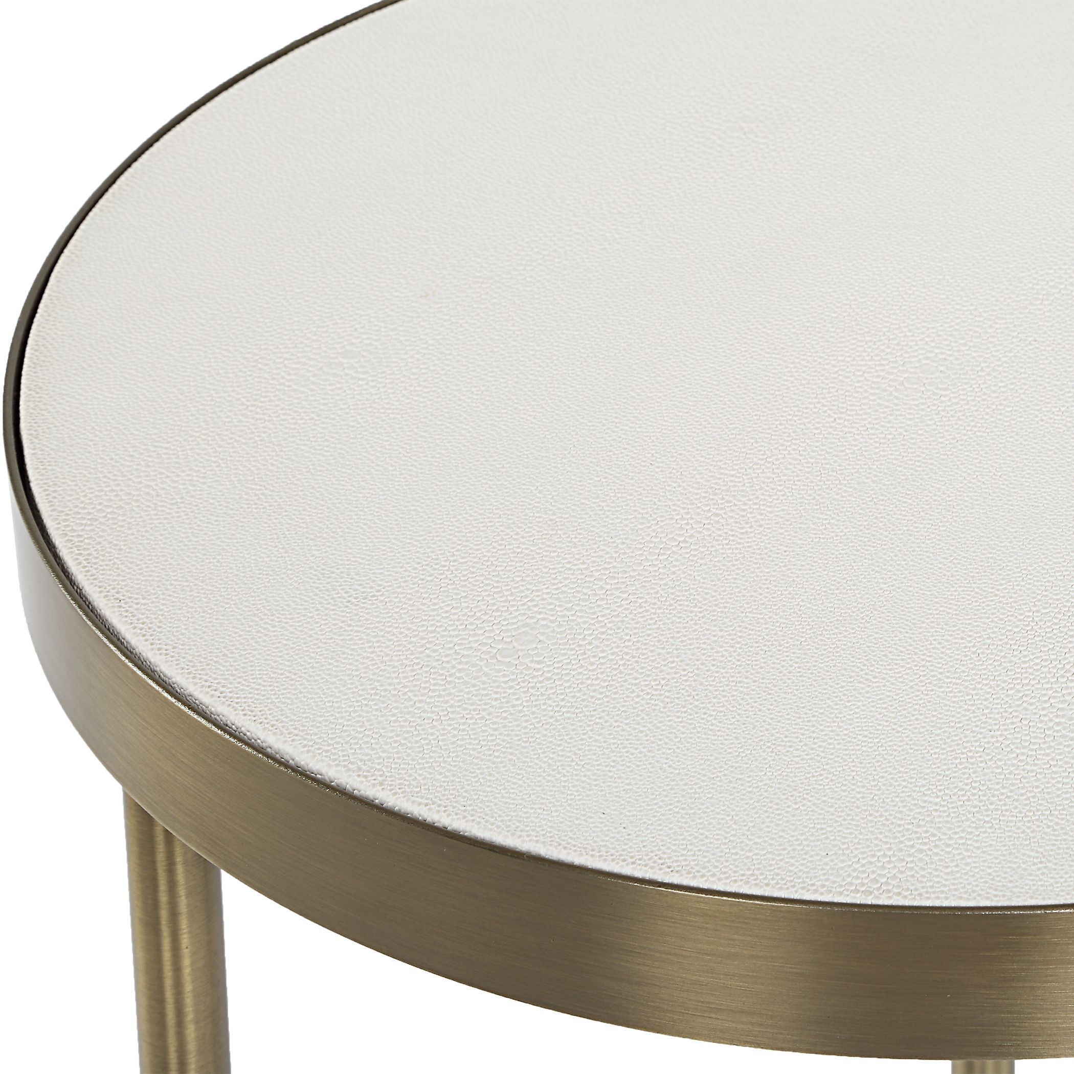 Aragon 24 X 19.5 inch Brass Plated and Faux White Shagreen Nesting Tables, Set of 2