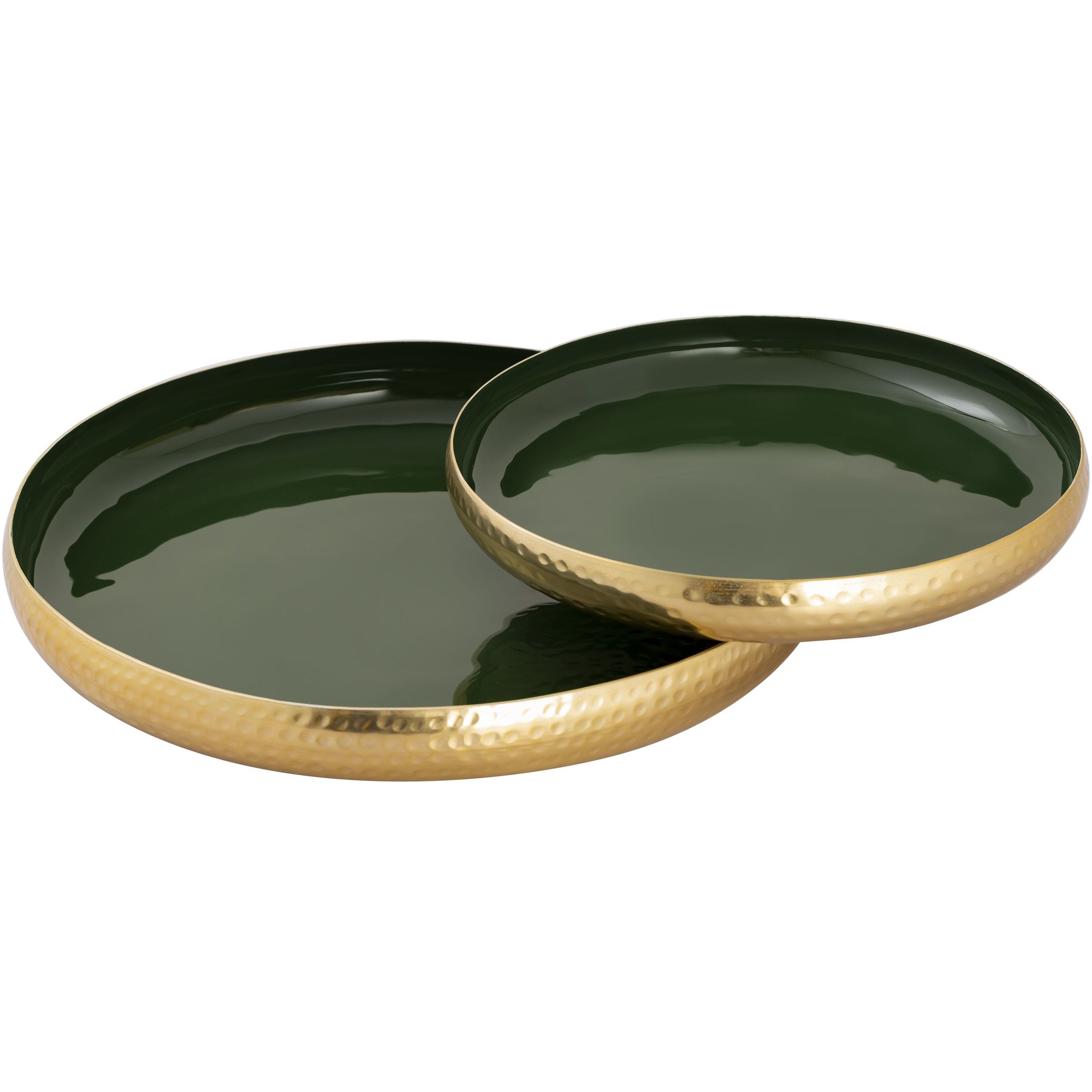 Nelson Dark Green Enamel Tray, Set of 2