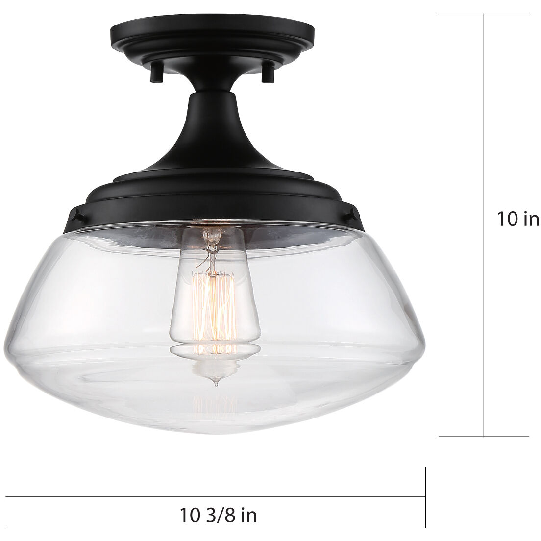 Kew 1 Light 10 inch Aged Bronze and Clear Semi Flush Mount Ceiling Light