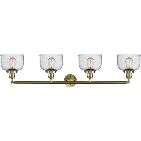 Franklin Restoration Large Bell LED 44 inch Antique Brass Bath Vanity Light Wall Light in Seedy Glass, Franklin Restoration