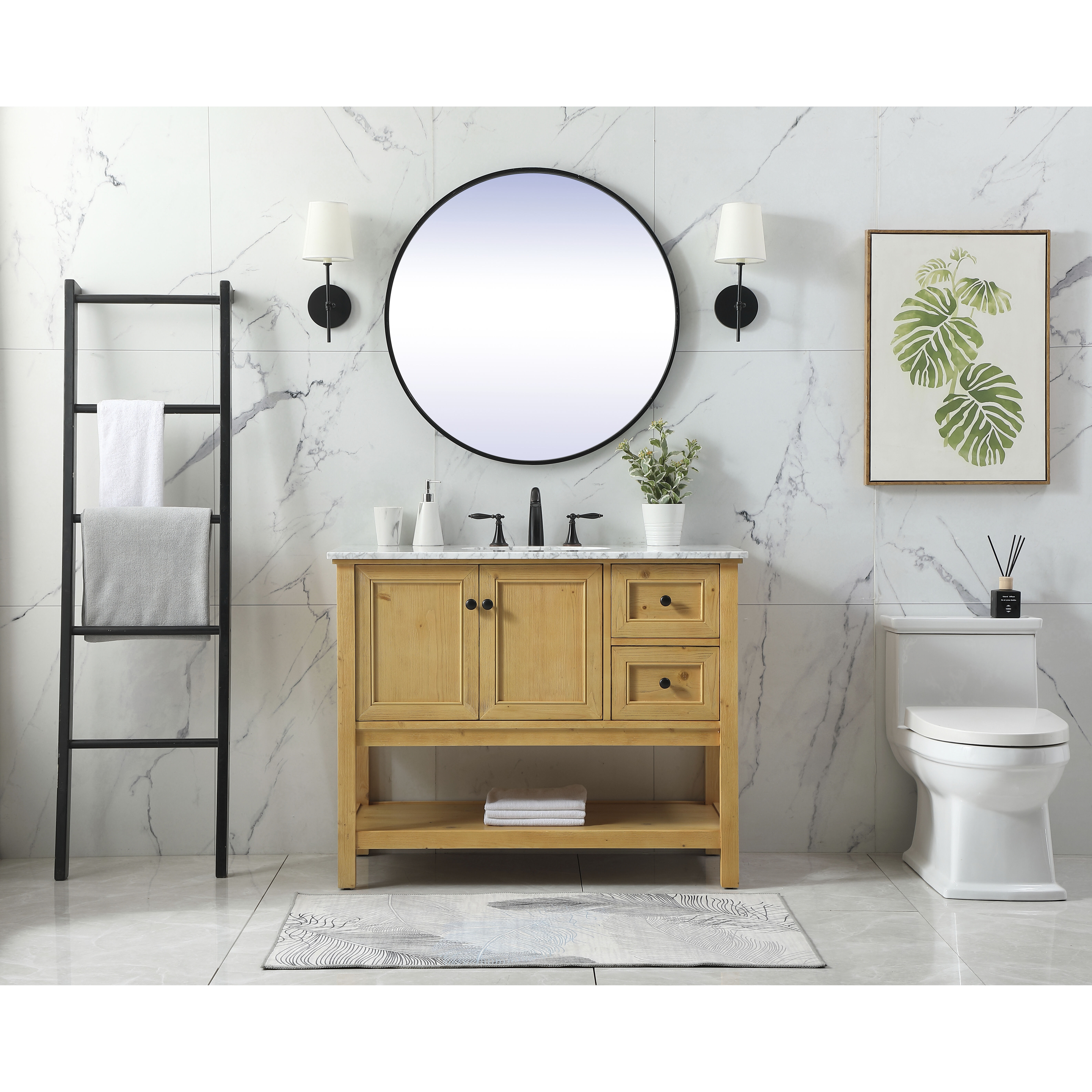 Metropolis 42 X 22 X 34 inch Natural Wood Vanity Sink Set
