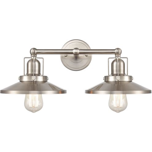 English Pub 2 Light 18 inch Satin Nickel Vanity Light Wall Light