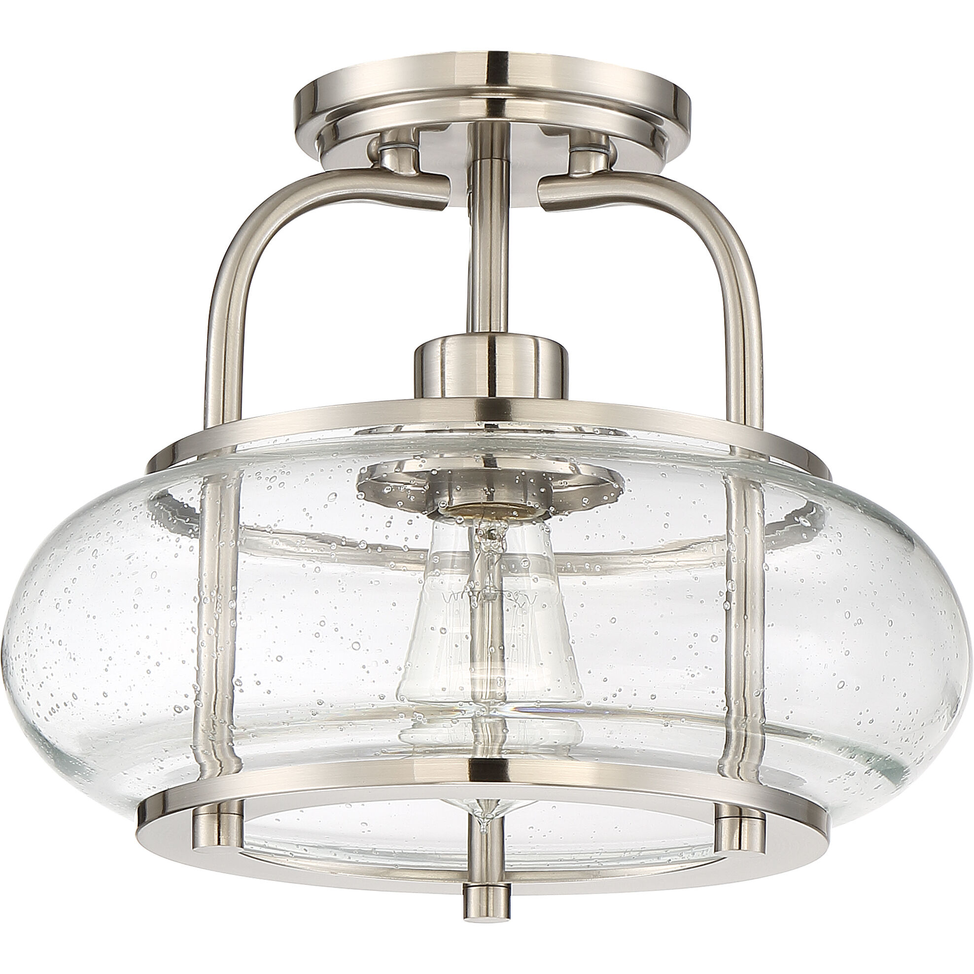 Trilogy 1 Light 12 inch Brushed Nickel Semi-Flush Mount Ceiling Light