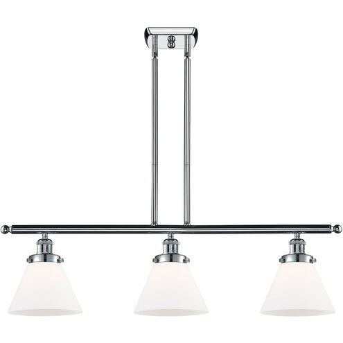 Ballston Large Cone LED 36 inch Polished Chrome Island Light Ceiling Light in Matte White Glass, Ballston