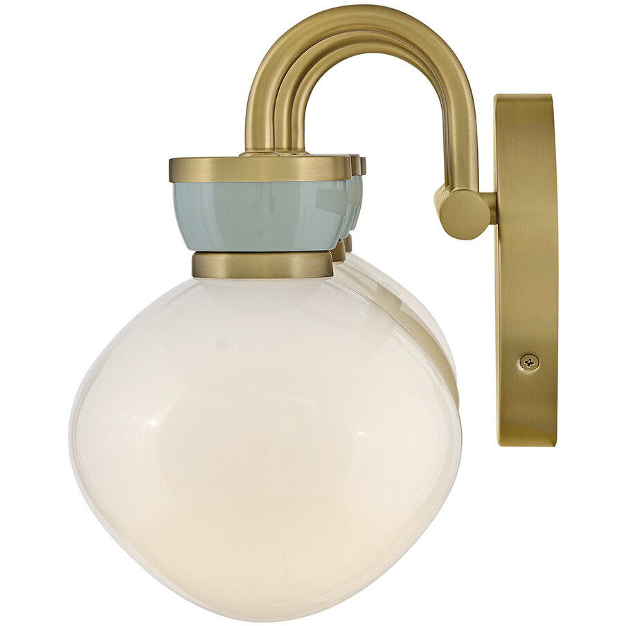 Lucy 3 Light 25 inch Lacquered Brass with Seafoam Bath Light Wall Light