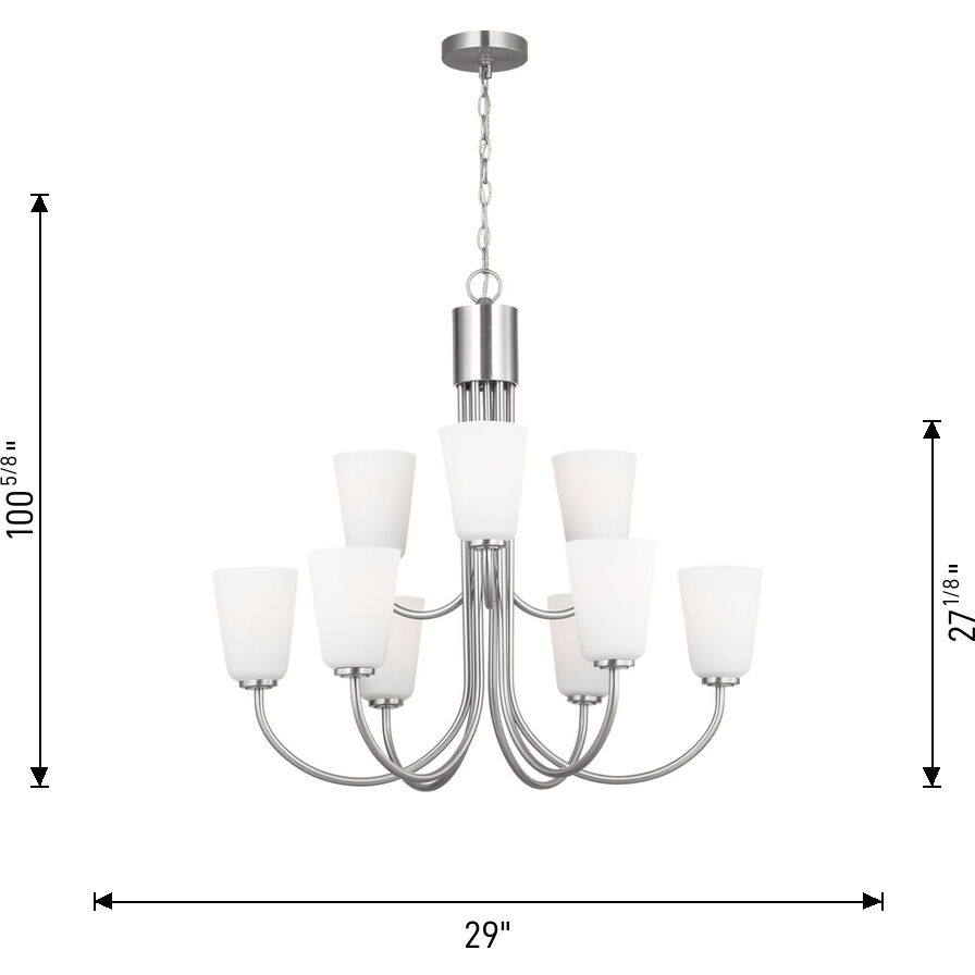 Miles 9 Light 29 inch Midnight Black Chandelier Ceiling Light