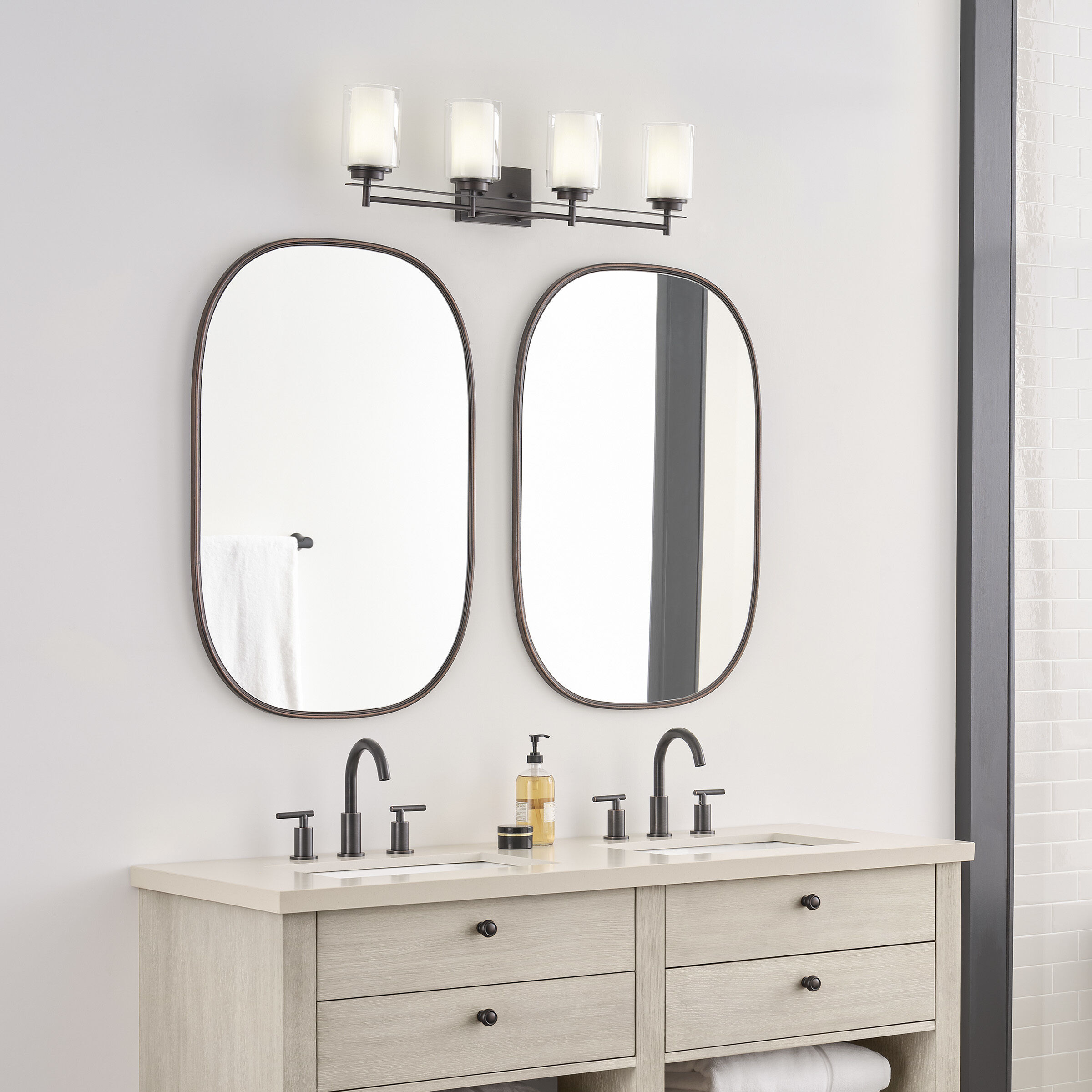 Elmwood Park 4 Light 31.25 inch Bronze Wall Bath Fixture Wall Light