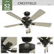 Crestfield 52 inch Noble Bronze with Bleached Grey Pine/Greyed Walnut Blades Ceiling Fan