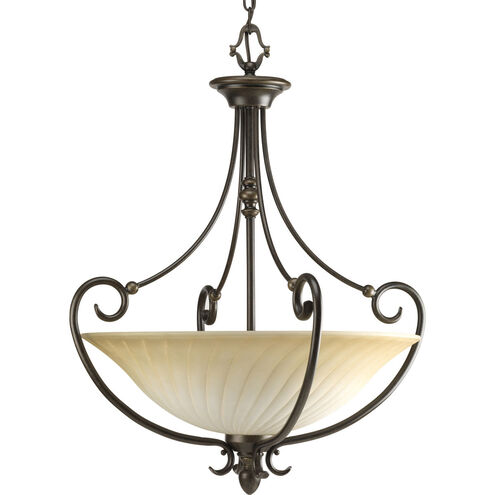 Kensington 3 Light 22 inch Forged Bronze Hall & Foyer Ceiling Light in Frosted Caramel Swirl