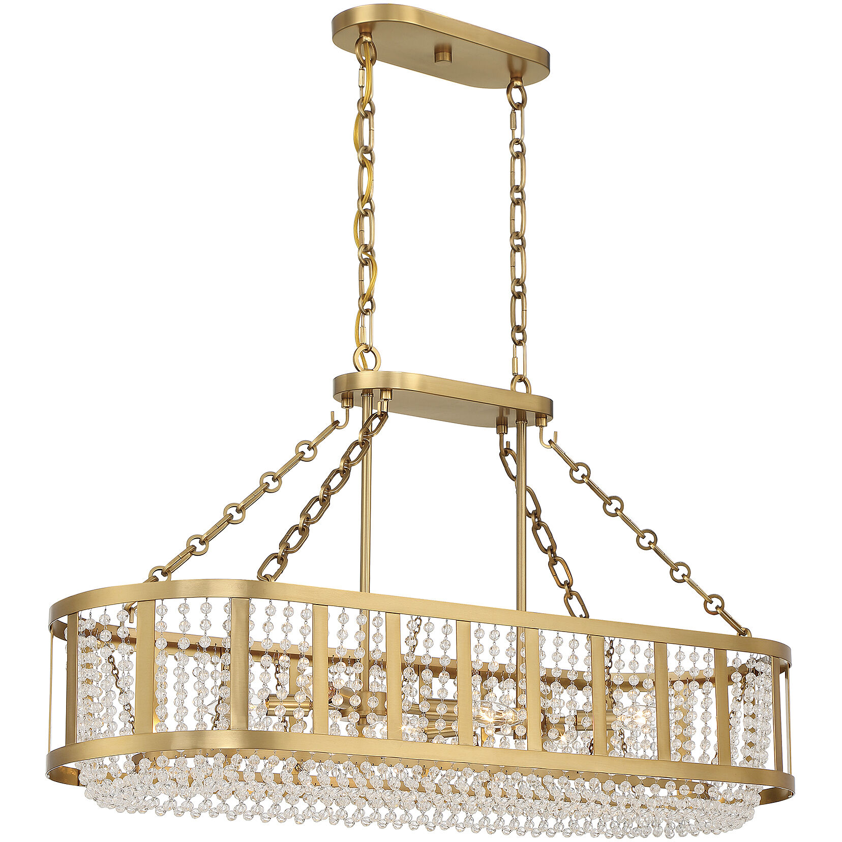 Mancini 6 Light 40 inch Warm Brass Linear Chandelier Ceiling Light