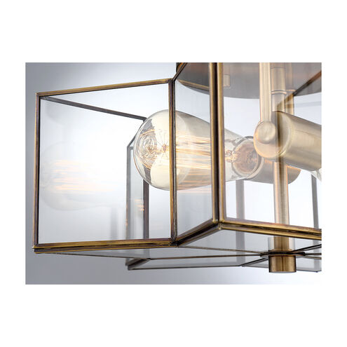 Modern 2 Light 16 inch Natural Brass Semi-Flush Ceiling Light