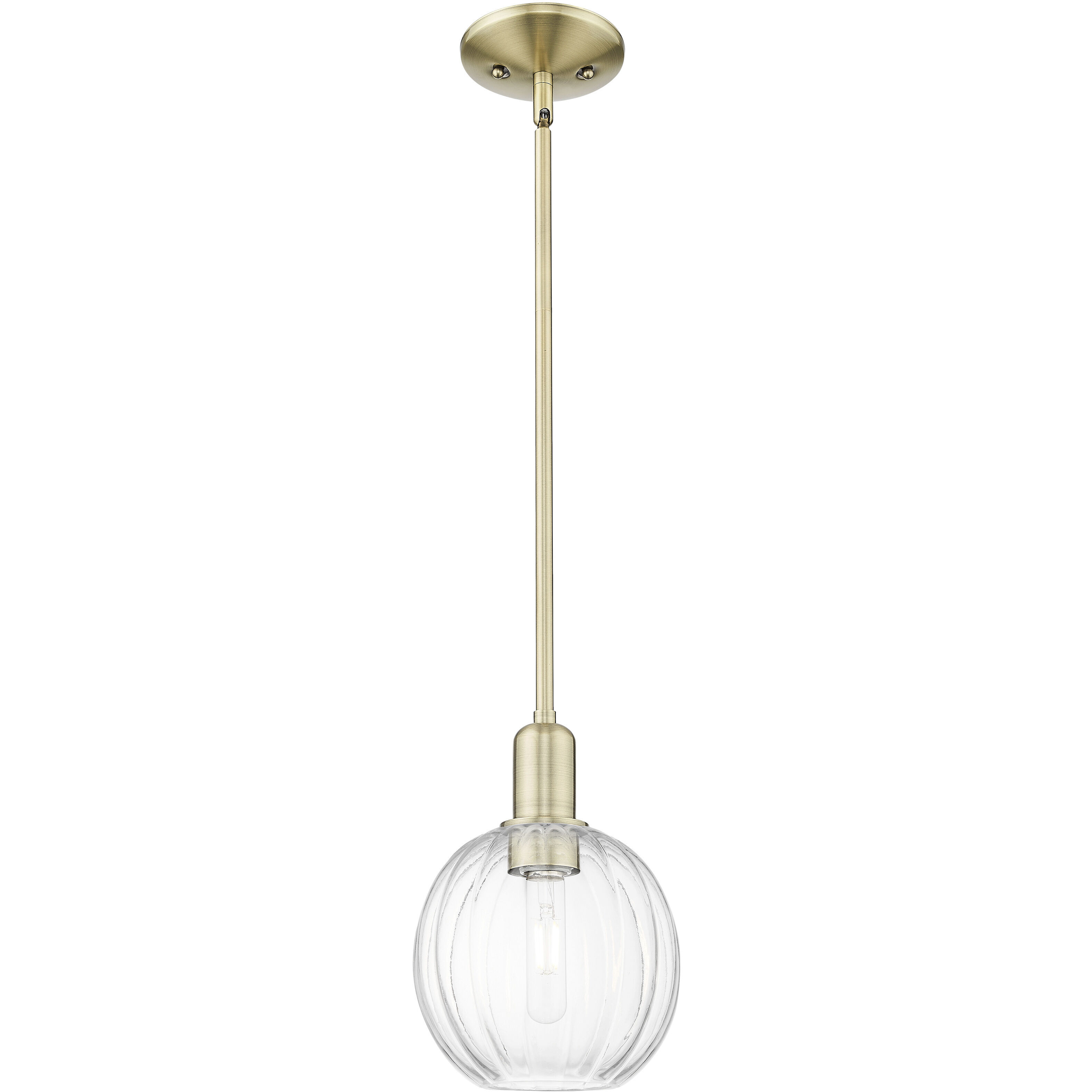 Preston 1 Light 7 inch Antique Brass Mini Pendant Ceiling Light in Clear Glass