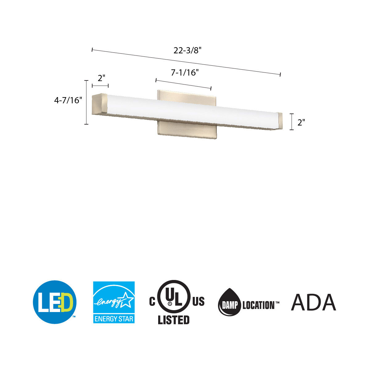 Lithonia Lighting FMVCSL 24IN MVOLT 30K 90CRI BN M6 FMVCSL Square LED 22 inch Brushed Nickel Vanity Light Wall Light