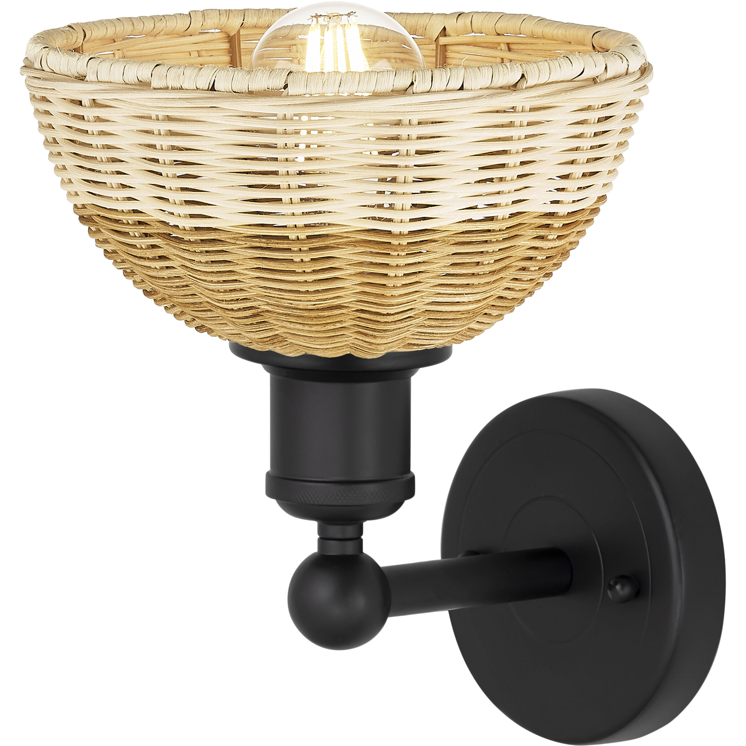 Edison Bristol Natural II Armed Sconce Wall Light in Matte Black
