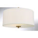 Modern 2 Light 13 inch Natural Brass Semi-Flush Ceiling Light
