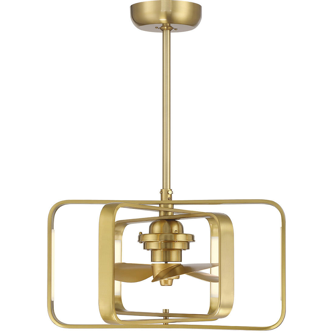 Lynx 14 inch Warm Brass with Gold Blades Fan D'Lier