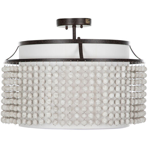 Joanna 2 Light 20.75 inch Venetian Rust / Distressed Ivory / Feather White Linen / White Acrylic Semi-Flush Mount Ceiling Light