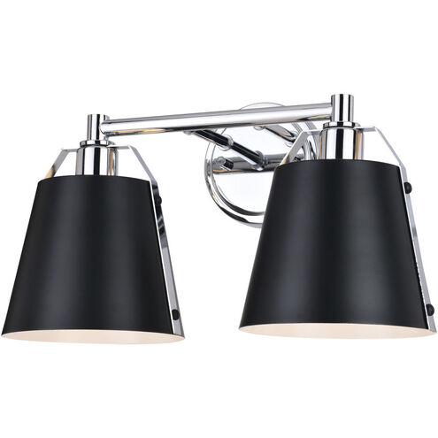 Barrington 2 Light 16 inch Matte Black and Chrome Bathroom Light Wall Light