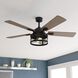 Elburn 52 inch Black with Dark Bronze-Walnut Blades Ceiling Fan