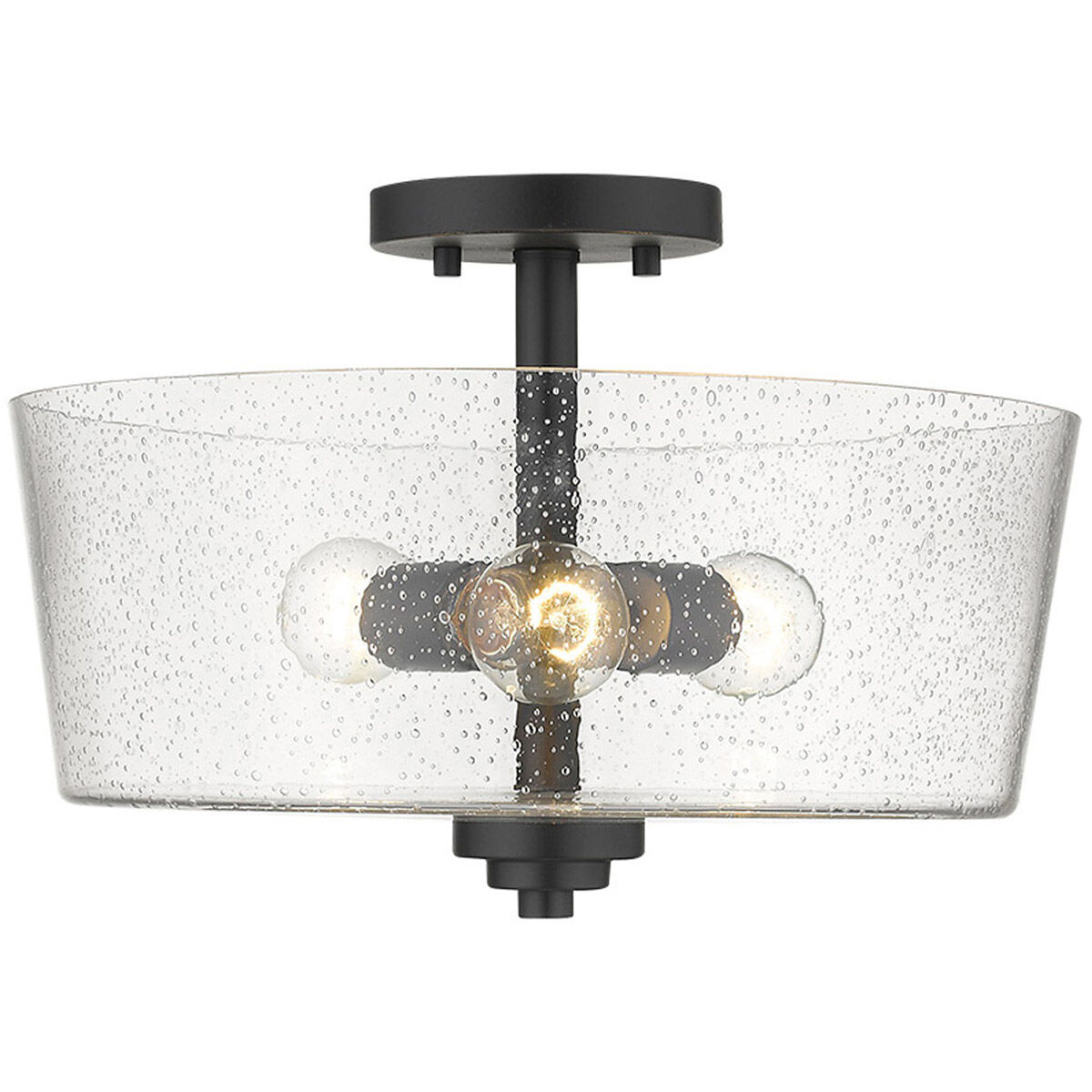 Rowe 3 Light 15 inch Matte Black Semi-Flush Mount Ceiling Light