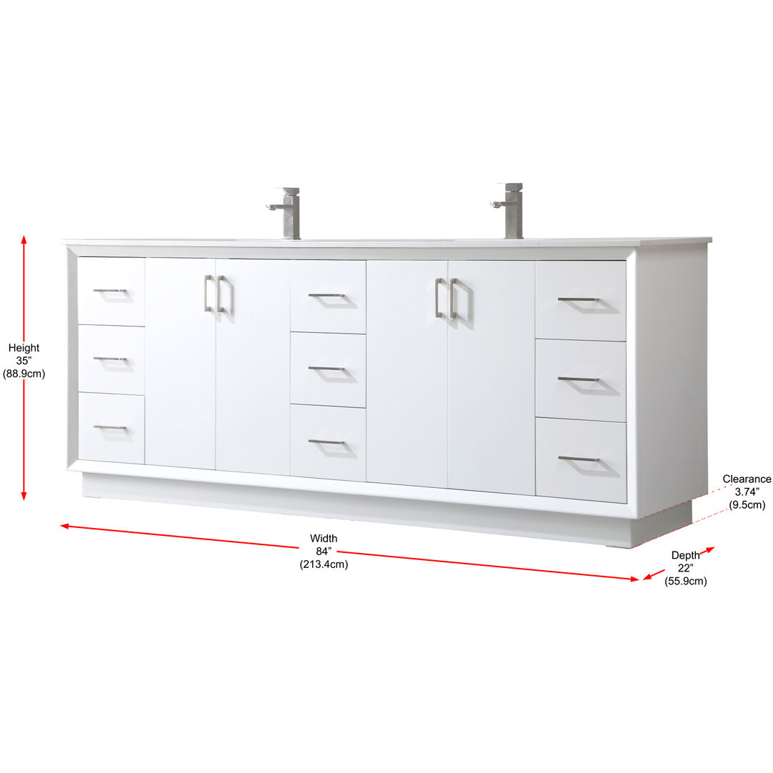 Hayes 84 X 22 X 35 inch White Vanity Sink Set