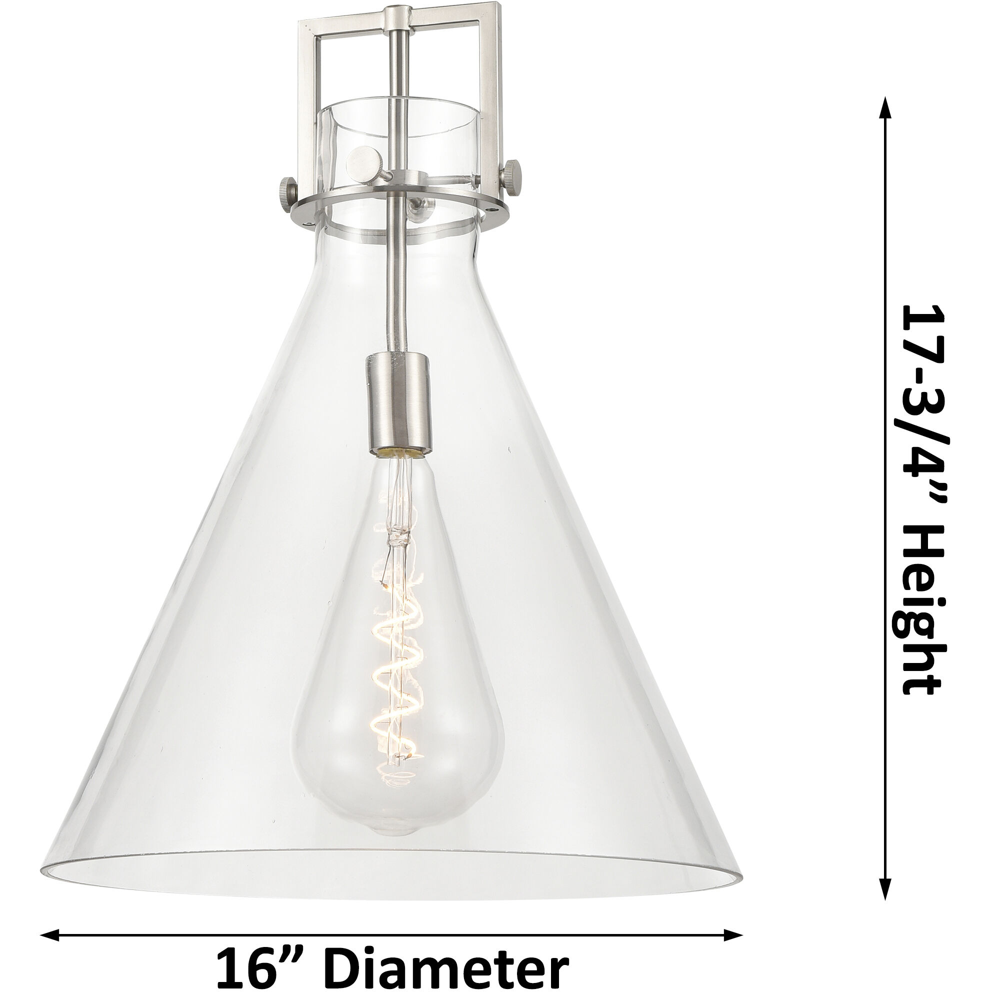 Newton Cone 1 Light 16 inch Satin Nickel Pendant Ceiling Light in Mercury Glass