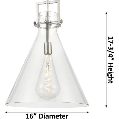 Newton Cone 1 Light 16 inch Satin Nickel Pendant Ceiling Light in Mercury Glass