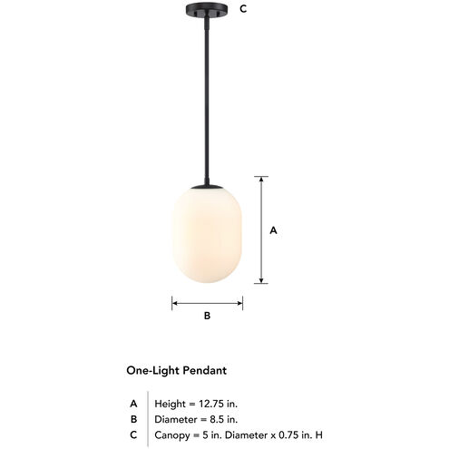 Noor 1 Light 8.5 inch Matte Black Pendant Ceiling Light