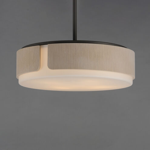 Draughtsman 4 Light 18 inch Natural WoodandCharcoal Flush Mount Ceiling Light in Satin White, Natural Wood and Charcoal