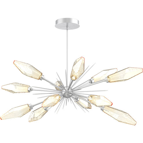 Rock Crystal LED 53.4 inch Classic Silver Linear Pendant Ceiling Light in Chilled Amber, 2700K LED, Oval Starburst